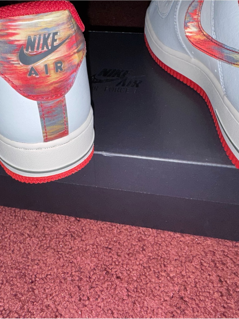 New Nike Air Force 1 ‘07 Phantom/Photon Dust Gym Red Size 9.5 Women, 8 Men - Picture 3 of 5